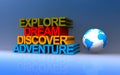 Explore dream discover adventure on blue Royalty Free Stock Photo