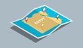 Explore egypt maps with isometric style and pin location tag on top