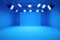 Explore Empty Studio with Blue Screen and Lighting Equipment for Filming Royalty Free Stock Photo