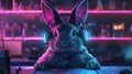 Enchanted rabbit listening to music: AI illustration Royalty Free Stock Photo