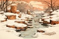 Snowy Stepping Stones - Generative AI