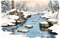 Snowy Stepping Stones - Generative AI