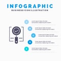Explore, Find, Magnifier, Ok, Search Solid Icon Infographics 5 Steps Presentation Background Royalty Free Stock Photo
