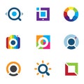 Explore fun colorful world social internet community network logo icon