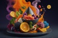 Explore the fusion of flavors and ingredients in modern fusion cuisine, depicted in a visually striking