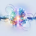Artificial intelligence brain with neural network connection data processing and digitalization concept abstract background