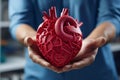 3d printed human heart held by doctor, innovative medical concept, Generative AI