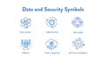 Visualize data science and cybersecurity with this symbol collection.