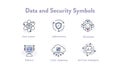 Visualize data science and cybersecurity with this symbol collection.