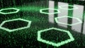 Abstract Hexagons Green Digital Data Flow Background Royalty Free Stock Photo