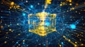 Explore futuristic digital quantum technology background featuring glowing cubes. AIG53M
