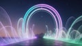 Explore a Futuristic Neon Archway Design that Features Soft and Enchanting Lighting Effects Royalty Free Stock Photo