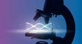 Microscope Viewing DNA Structure, Scientific Research Concept Royalty Free Stock Photo