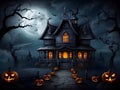 Ghastly Glow: Creepy House Under the Halloween Moon