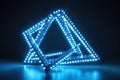 Explore Glowing Triangle Abstract Shape Made With Light Emitting Diodes in Dark Royalty Free Stock Photo