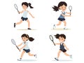 Illustration of Agile Badminton Player in Elegant Action