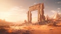 Majestic Desert Relic: Enormous Stone Gate Ruins Emerge from the Sands