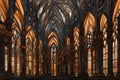 Explore the haunting elegance of All Saints\' Day in a gothic cathedral, where intricate architecture meets soft candlelight Royalty Free Stock Photo