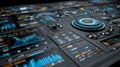 Futuristic Virtual Dashboard Interface with Data Visualization Elements Royalty Free Stock Photo