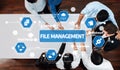 Collaborative File Management Strategies for Enhanced Productivity in a Modern Office Environment with Innovative Royalty Free Stock Photo