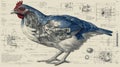 Anatomical Illustration of a Mechanical Bird with Technical Diagrams Royalty Free Stock Photo