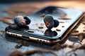 Bacterial colonies on earbuds and smartphone
