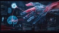 Explore the intricacies of health data analysis through a cyberpunk visualization of neural connections and interactions