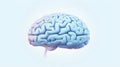 Blue Illustration of Brain with Clean Empty Background