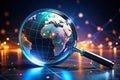 Unveiling Global Search Data Precision A Minimalist Holographic Globe Magnified for Enhanced Insight