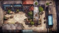 Urbanist Battlemap Of Small City Street With Marketplace