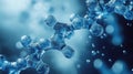 Explore the intricate formation of protein molecules in a vibrant blue liquid, showcasing highresolution scientific visuals Royalty Free Stock Photo