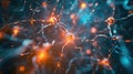 Explore the intricate neural communication through this depiction of active nerve cells and the electrical activity of neuron Royalty Free Stock Photo