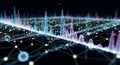 Abstract Futuristic Data Visualization Network Analysis and Digital Waveform Royalty Free Stock Photo