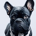 Curious Charisma: A Captivating Watercolor Portrait of an Adult Black French Bulldog