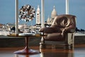 Luxurious 3D Interior Salon with Sculpture and View of Sacre-CÃâur, Paris