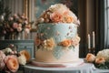 Pastel Colour Cake Design With Simple Flower Patterns