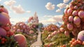 Explore a magical orchard transformed into a surreal wonderland Art. Immerse yourself in a world of oversized, vibrant fruits and