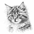 Norwegian Forest Cat Sketch Coloring Page - Majestic Feline Art