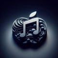 3D Music Icon on apple Concept in Dark Mode Style