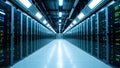 Server room infrastructure showcasing data storage and technology in a clean illuminated environment Royalty Free Stock Photo