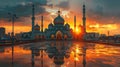 Sunset view of mosque in Moscow