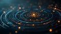 Explore the Mystical Depths of a Glowing Circular Network Illuminating a Dark Digital Universe