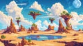 Explore a mystical desert of floating islands and hidden oases Royalty Free Stock Photo