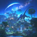 Explore the Mystical Dinosaur Sanctuary Underneath Starlit Sky