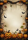 Halloween background with haunted house and pumpkins. Vector illustration.