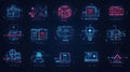 Explore Our Vibrant Neon Colored Icons for Optimized Technical Support and Customer Service Workflow Royalty Free Stock Photo