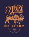 Explore the outdoors - vintage typography hiking print Royalty Free Stock Photo