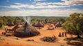 Harmony of Heritage: Traditional African Village with Round Huts