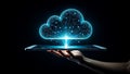 Experience the future with stunning cloud technology on your tablet, seamlessly connecting you to a world of digital possibilities Royalty Free Stock Photo