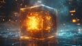 Explore the principles of quantum mechanics with a visually striking representation of a glowing quantum cube